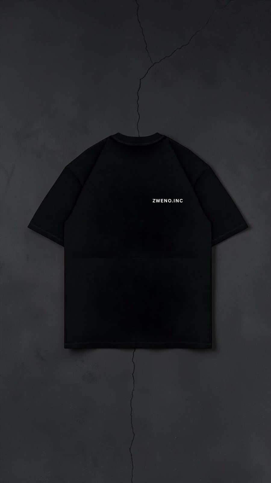 ZWENO.INC black short sleeve cotton t-shirt with minimalist white logo on the front chest